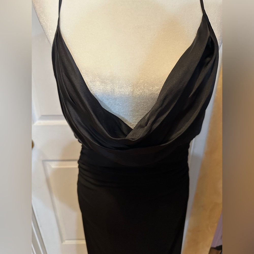 Laundry By Shelli Segal  Dress Black Spaghetti Strap Backless Dress Size 12 - Picture 9 of 10
